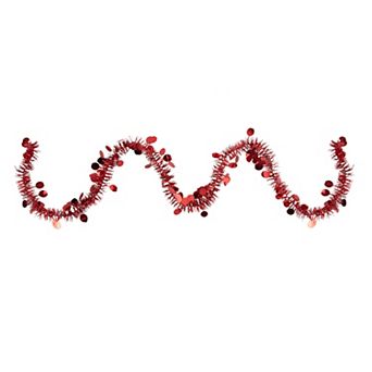 50' x 1.5" Red Christmas Tinsel Garland with Polka Dots - Unlit