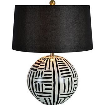 24.5" Spherical Ceramic Table Lamp with Black Modified Drum Shade