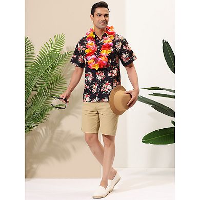 Men's Shirts Short Sleeve Floral Print Point Collar Hawaiian Shirt