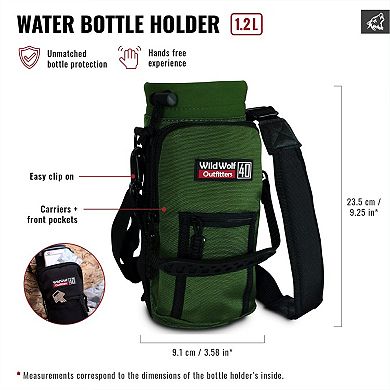 Water Bottle Holder With Military Grade Carrier And Adjustable Shoulder Strap