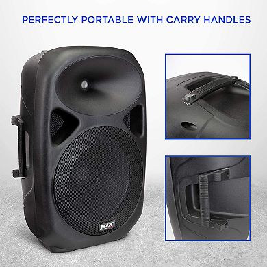 LyxPro 15" Passive DJ PA Speaker System, Portable PA Speakers with Multiple Connections