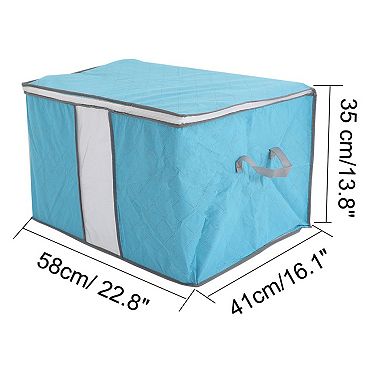 Home Foldable Zippered Dustproof Quilt Clothes Storage Bag Container Blue No Size