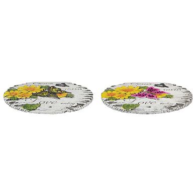 Set of 2 "Love Today" Outdoor Floral Garden Stones 10"