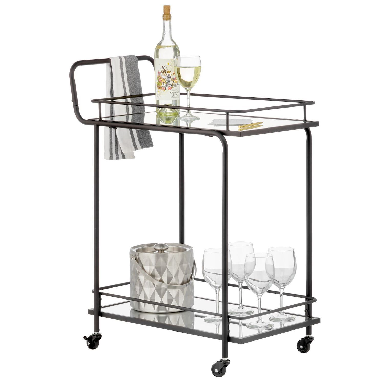 Mdesign Small Portable Mini Fridge Storage Cart With Wheels And