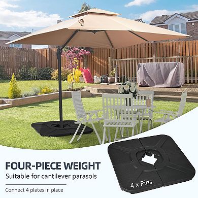 Outsunny 4pcs 175lb Patio Umbrella Base Weights for Offset Umbrella, Black