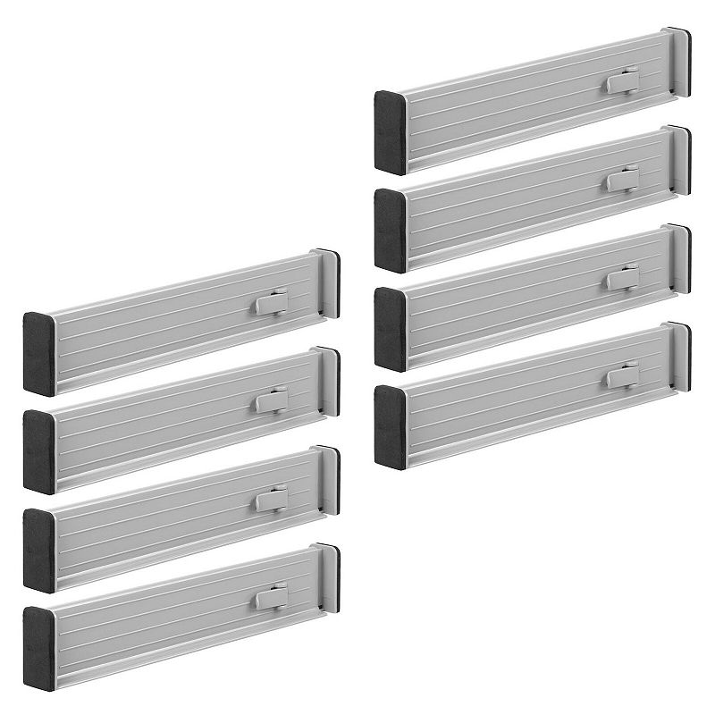 Simplify 4 Pack Slim Stackable Drawer Organizer Bin with Adjustable Dividers in Grey