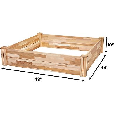 Jumbl Raised Garden Bed, 48x48x10" Wooden Elevated Flower & Herb Planter Box