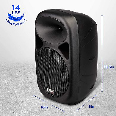 LyxPro 8" Battery Powered PA Speaker System, Portable Active Bluetooth Speaker w/Equalizer