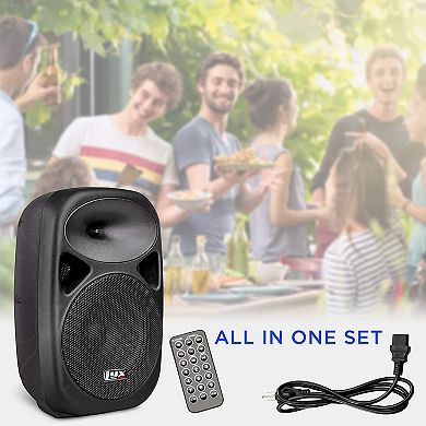 LyxPro 8" Battery Powered PA Speaker System, Portable Active Bluetooth Speaker w/Equalizer