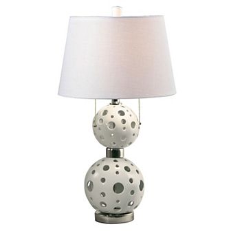 27.5" White and Black Contemporary Table Lamp