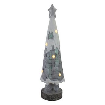 29" LED Lighted Gray and White Tabletop Christmas Tree