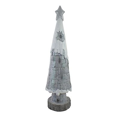 29" LED Lighted Gray and White Tabletop Christmas Tree