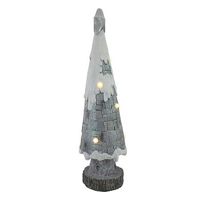 29" LED Lighted Gray and White Tabletop Christmas Tree