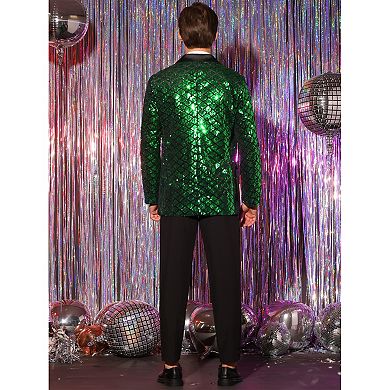 Men's Sequin Blazer Tuxedo Prom Glitter Sports Coat Suit Jacket