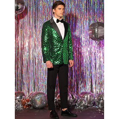 Men's Sequin Blazer Tuxedo Prom Glitter Sports Coat Suit Jacket