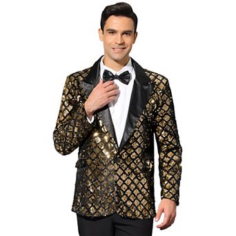 Men's Sequin Blazer Tuxedo Prom Glitter Sports Coat Suit Jacket