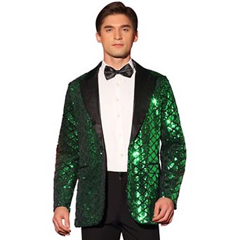 Men's Sequin Blazer Tuxedo Prom Glitter Sports Coat Suit Jacket
