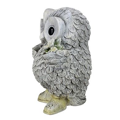 9" Gray and White Outdoor Owl in Rain Boots Garden Statue