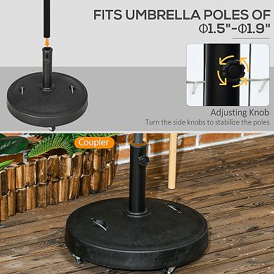 Outsunny 52lbs Patio Umbrella Base With Wheels And Handles Umbrella Stand