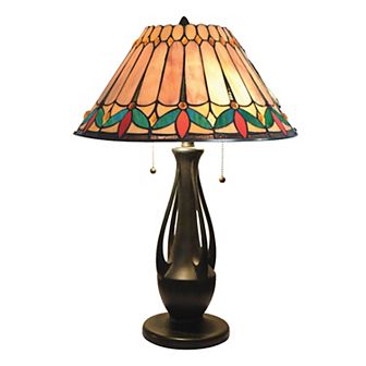 23.5" Black and Orange Contemporary Tiffany Table Lamp