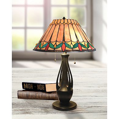 23.5" Black and Orange Contemporary Tiffany Table Lamp