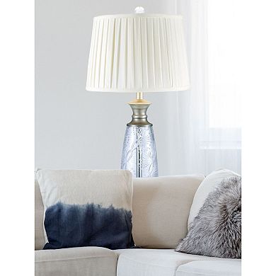 30.5" White and Clear Contemporary Impressionable Crystal Table Lamp