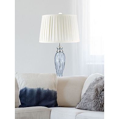 26.5" Ivory and Clear Contemporary Vella Teardrop Crystal Table Lamp