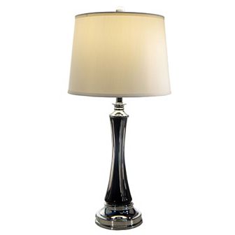 27" Black and Cream Contemporary Crystal Table Lamp