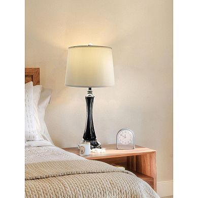 27" Black and Cream Contemporary Crystal Table Lamp