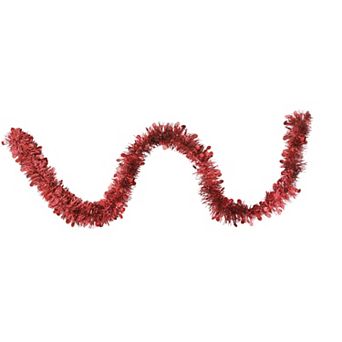 50' x 2.5" Red Tinsel Christmas Garland with Polka Dots - Unlit
