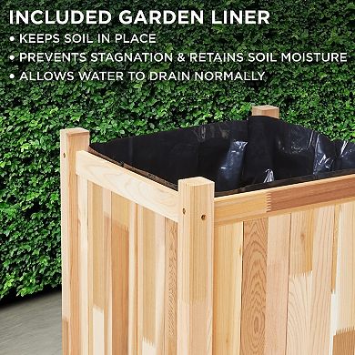 Jumbl Garden Bed, 48x20x20” Wooden Flower & Herb Planter Box