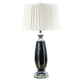 30" White and Silver Contemporary Blackline Crystal Table Lamp