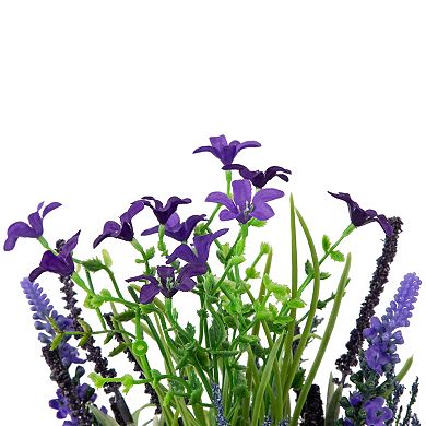 14" Lavender and Fern Artificial Silk Floral Bouquet