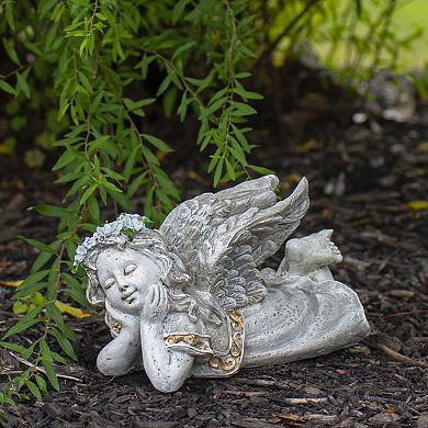 8" Daydreaming Angel Outdoor Patio Garden Statue
