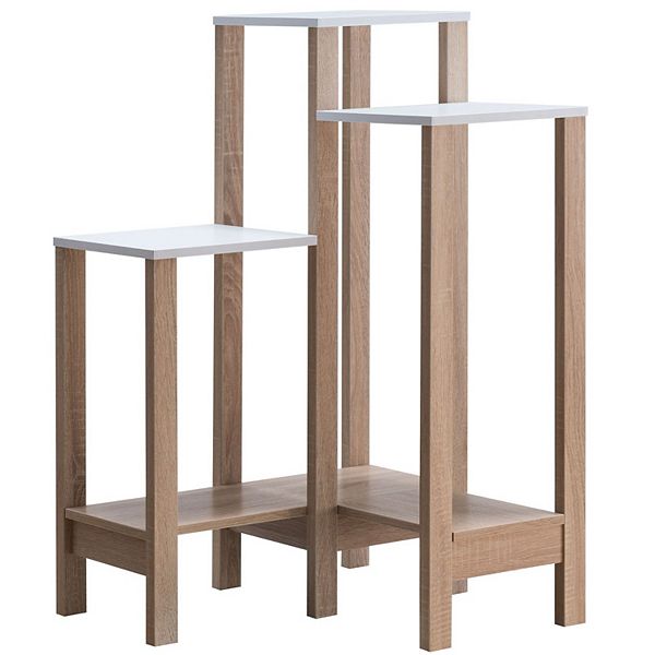 FC Design Plant Stand with 3 Multi Level Shelves and Bottom Shelf