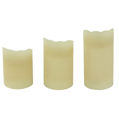 Set of 3 Cream LED Battery Operated Flameless Pillar Candles 6"