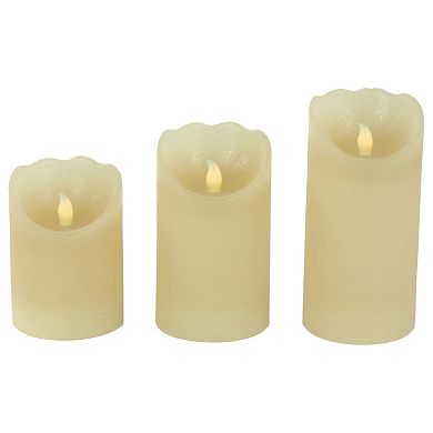 Set of 3 Cream LED Battery Operated Flameless Pillar Candles 6"