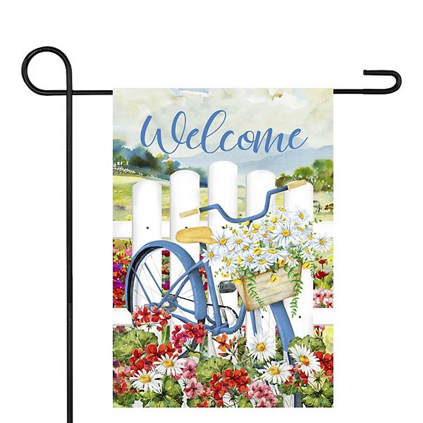 White Picket Fence Floral Outdoor Garden Flag 12.5