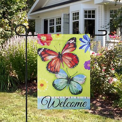 Welcome Butterflies Outdoor Floral Garden Flag 12.5" x 18"