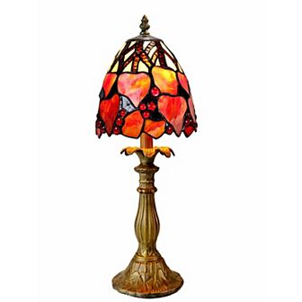 13" Antique Bronze Estelle Hand Rolled Tiffany-Style Table Lamp
