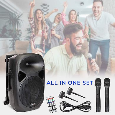 LyxPro 12" Battery Powered PA Speaker System, Portable Active Bluetooth Speaker w/Equalizer