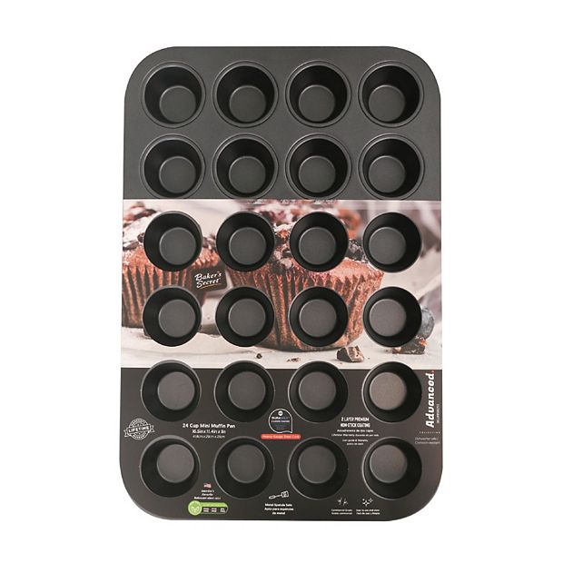 Baker s Secret Non stick 24 Cup Mini Muffin Pan 11 x15.7 Advanced Collection Carbon Steel