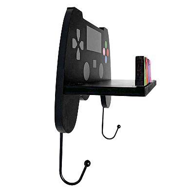 Game Controller Wall Shelf with Hooks