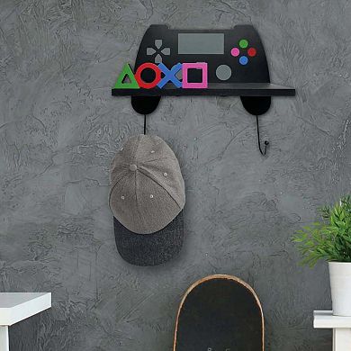 Game Controller Wall Shelf with Hooks