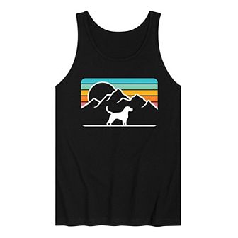 Men's Dog With Retro Mountain Tank Top