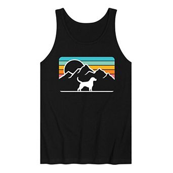 Men's Dog With Retro Mountain Tank Top