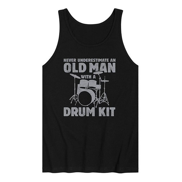 Men's Never Underestimate Old Man Drum Kit Tank Top