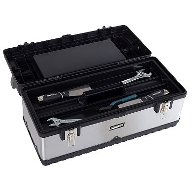 Stalwart 18-Compartment & Removable Tray Portable Tool Box