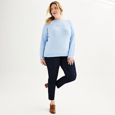 Plus Size Croft & Barrow® Pointelle Sweater