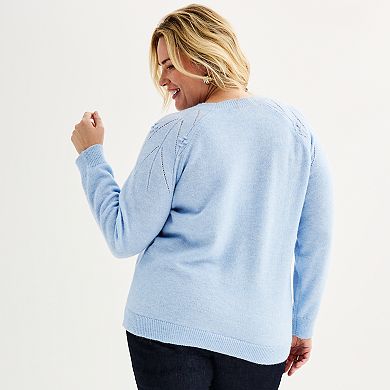 Plus Size Croft & Barrow® Pointelle Sweater